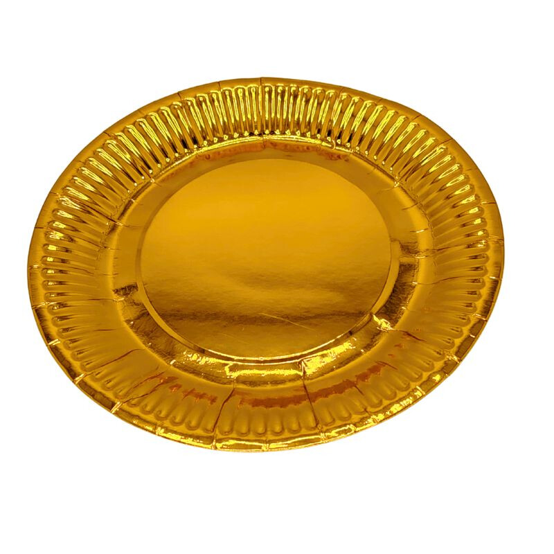 Plato Metalizado Liso x10 Dorado