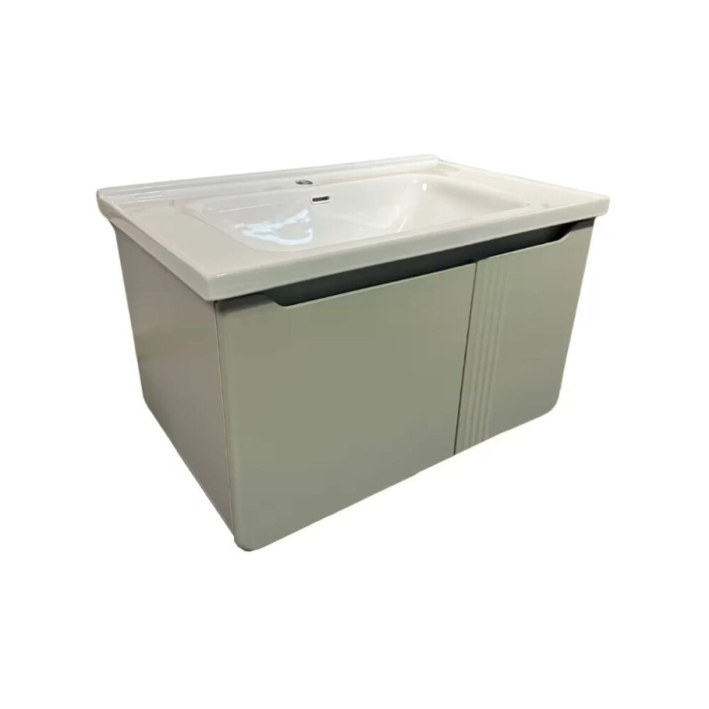 Mueble de baño suspendido Curve Verde 80 cm con Bacha de Loza Mueble De Baño Suspendido Curve Verde 80 Cm Con Bacha De Loza
