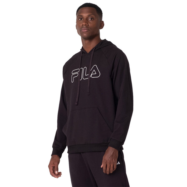 Fila buzo canguro letter outline light negro/blanco Hombre Negro-Blanco