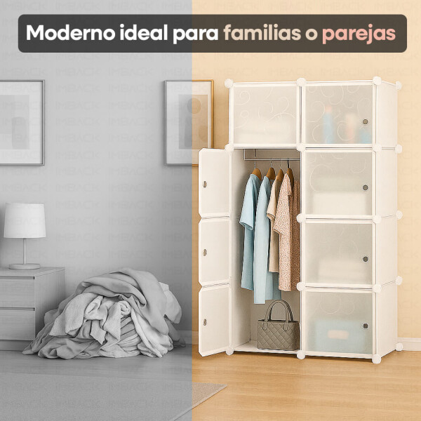 Ropero Armario Placard IMBACK IBK-PLC011 | Modular con 3 Pisos y Puertas, Compacto, Resistente y Moderno Blanco Ropero Armario Placard IMBACK IBK-PLC011 | Modular con 3 Pisos y Puertas, Compacto, Resistente y Moderno Blanco