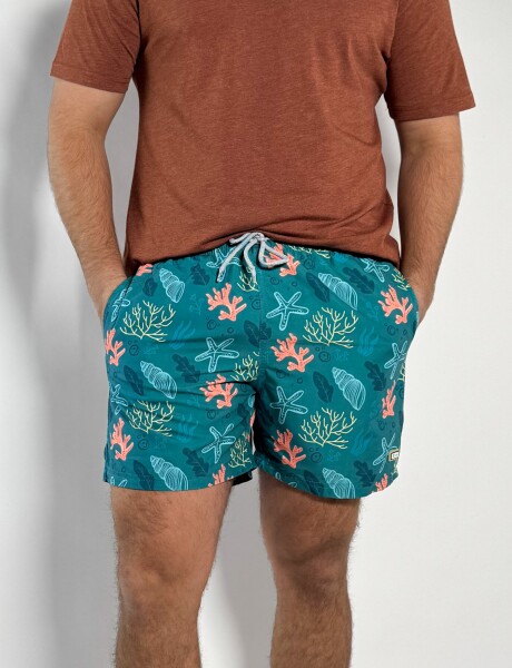 Short de baño estampado Serna Petroleo