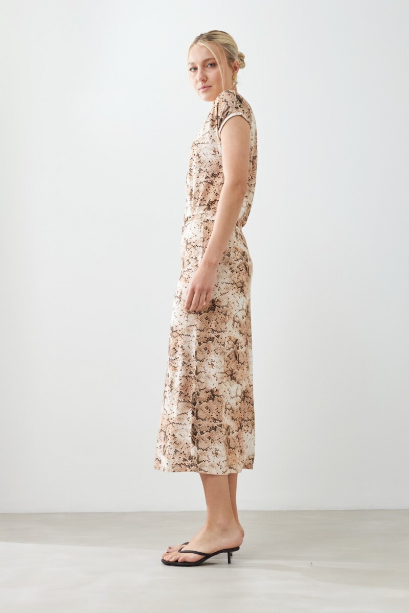 Maxi falda animal print beige