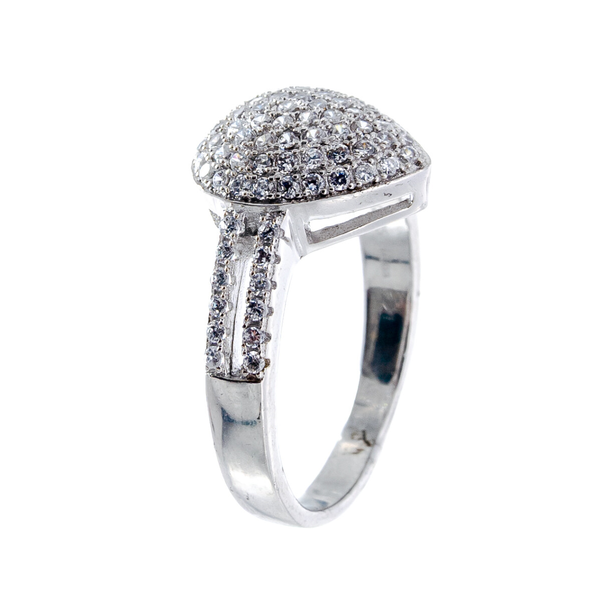 Anillo de plata 925 rodinada con circonias, GOTA 