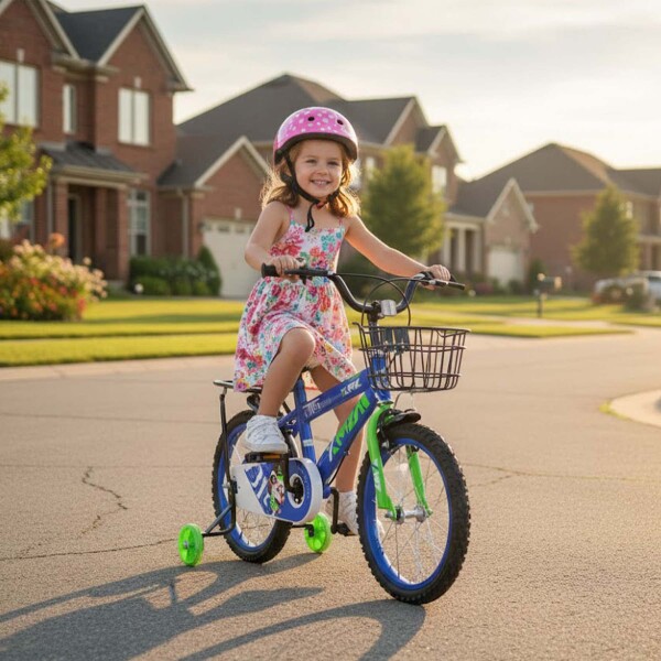 Bicicleta Infantil XMZ Rodado16 Canasto Parrilla Guardabarro Azul 1