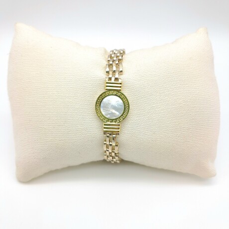 Pulsera de plata 925, double en oro 18 ktes y nácar. Pulsera de plata 925, double en oro 18 ktes y nácar.