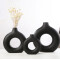 Set De Floreros Minimalistas x3 Redondo Negro