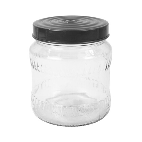 Frasco de vidrio labrado con tapa negra Herevin 1L Frasco de vidrio labrado con tapa negra Herevin 1L