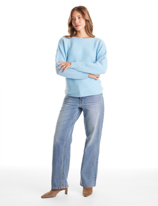 Buzo Ribs Dolman CELESTE