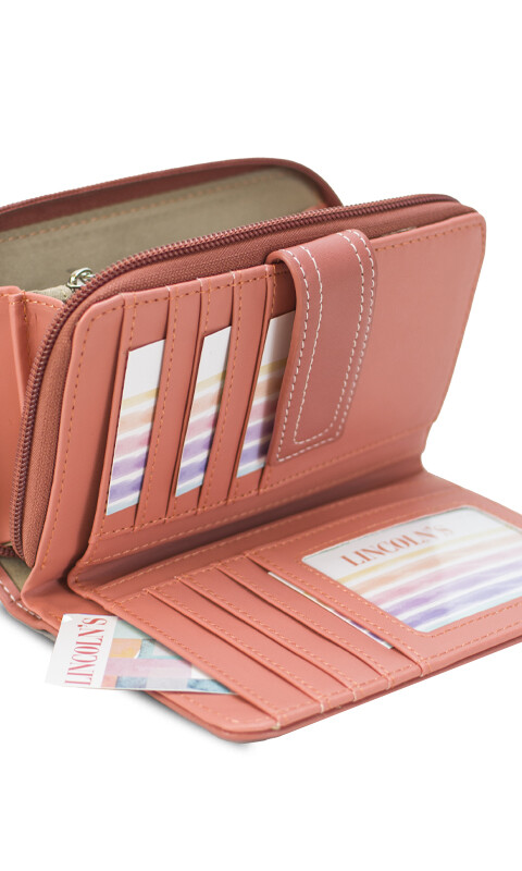 BILLETERA AGNES ZIGZAG CRUDO Y CORAL