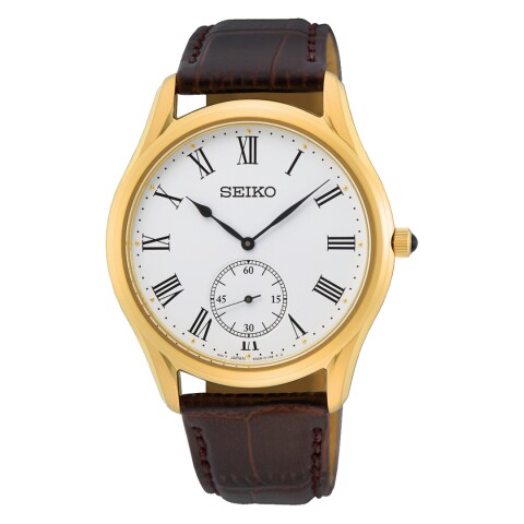 Reloj Seiko SRK050P1 para hombre con correa de cuero Dorado