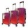 Set X3 Valijas G, M, Ch Rígidas 4 Ruedas 360 Con Candado Tsa Purpura/rojo