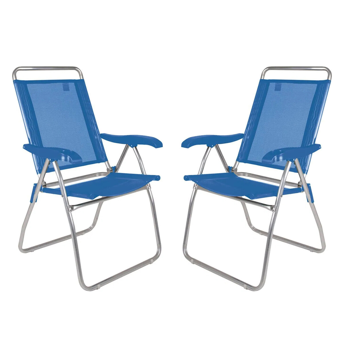 Set X2 Sillas Altas Reposeras Plegables 4Posiciones Aluminio - Celeste 