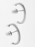 Pendientes Aro Con Circonias - Plata De Ley 925 plateado