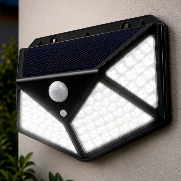 Foco Exterior Solar Sensor Movimiento Bateria 100 Leds Foco Exterior Solar Sensor Movimiento Bateria 100 Leds