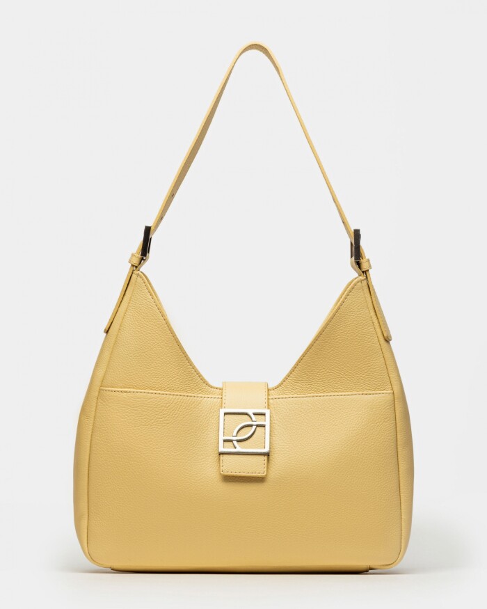 Bolso Signature en cuero graneado Vainilla