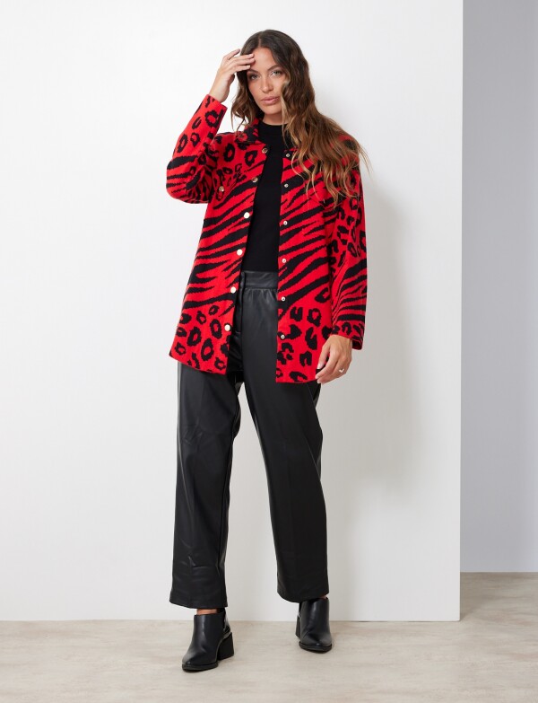 Sobrecamisa Animal Print NEGRO/ROJO