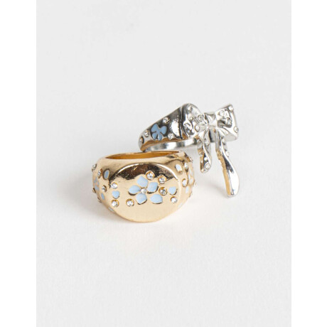 Set De Anillos Con Flor Dorado