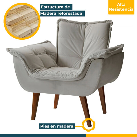SILLON Butaca EROS Poltrona con asiento y espaldar de espuma revestido en terciopelo - Jolie Prata SILLON Butaca EROS Poltrona con asiento y espaldar de espuma revestido en terciopelo - Jolie Prata