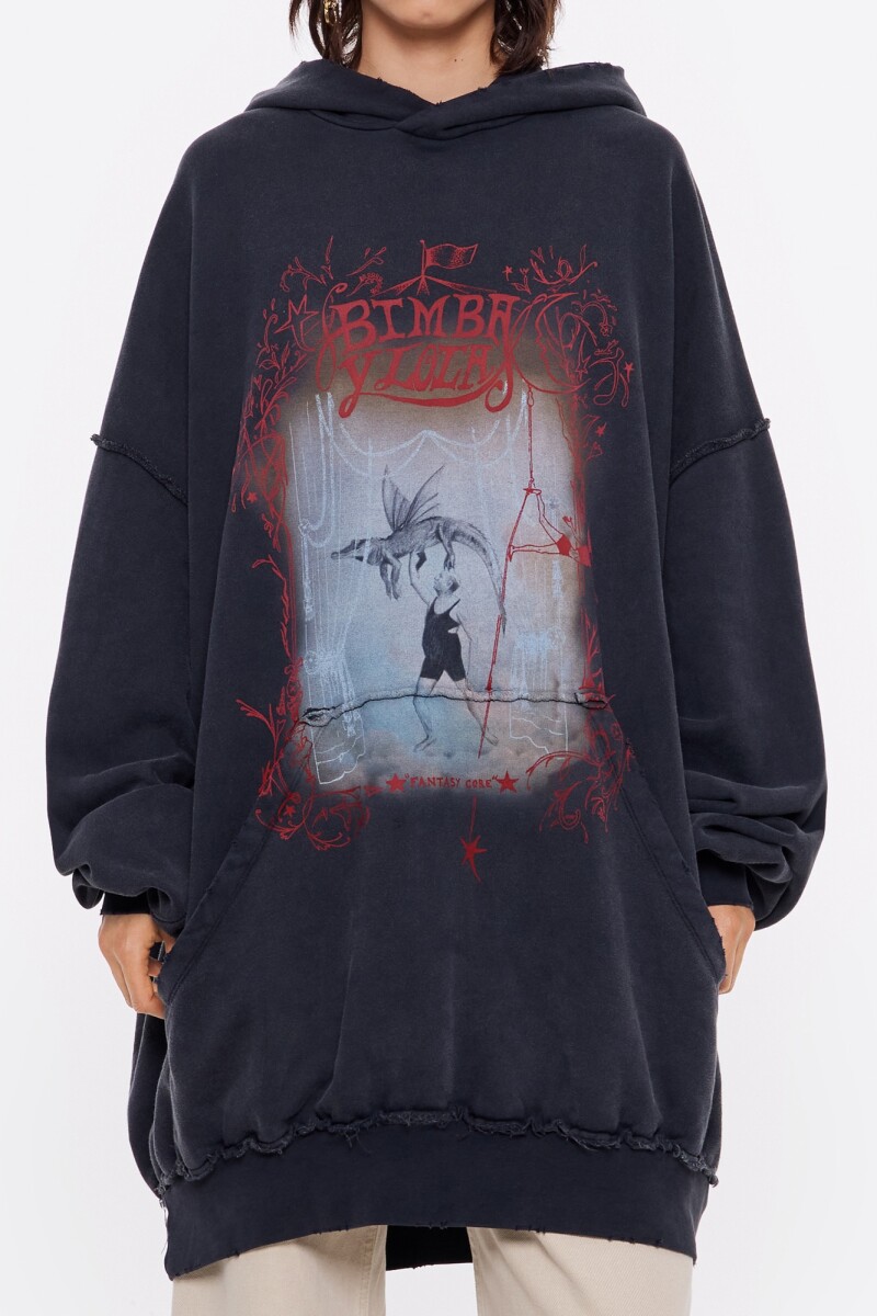 SUDADERA OVERSIZE LOGO Negro