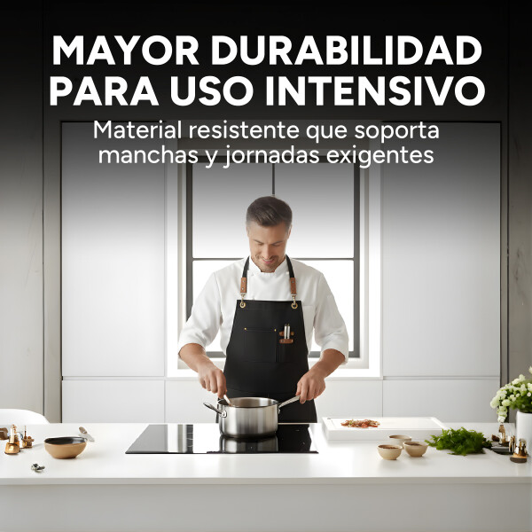Delantal Gastronómico Jean Cocina Barbería Asado Chef Taller Color Negro