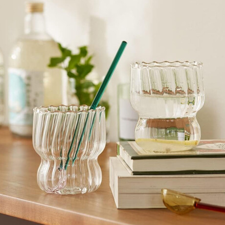 Set X6 Vaso Curvy 260Ml para Agua Refresco Bebidas en Vidrio Transparente