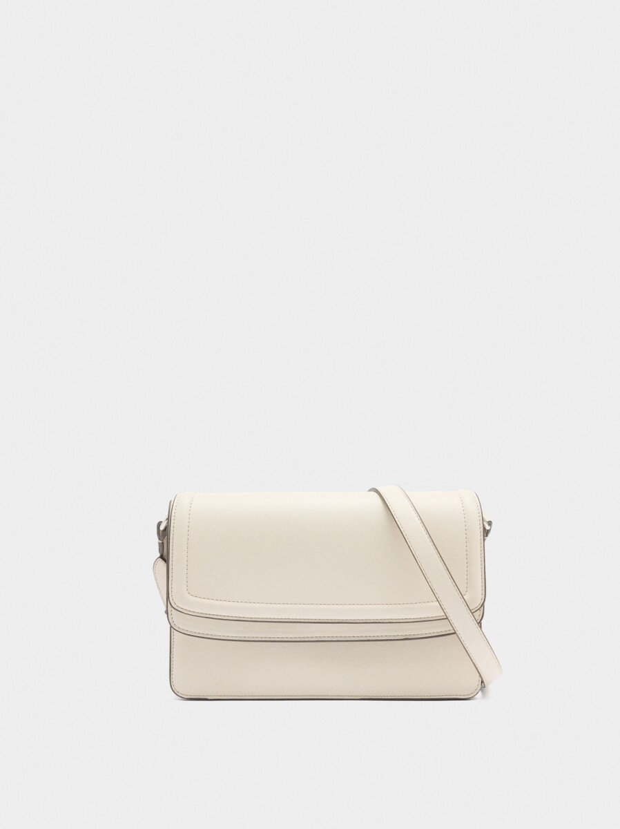 Bolso Bandolera Con Solapa Doble - crudo 