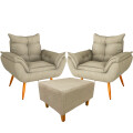 Set de 2 sillones Incluye 1 Apoyapiés Promo Beige