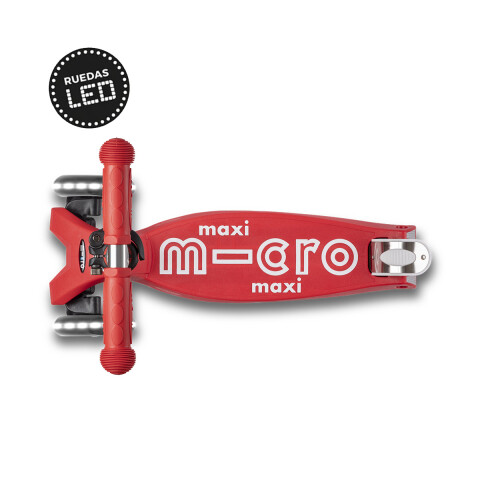 Monopatín Micro Maxi Deluxe LED Ajustable con 3 Ruedas ROJO