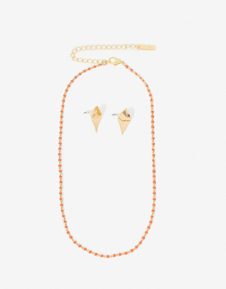 Bijouterie Set Sets temáticos Set De Aros Chapones Y Collar - Rojo Cereza