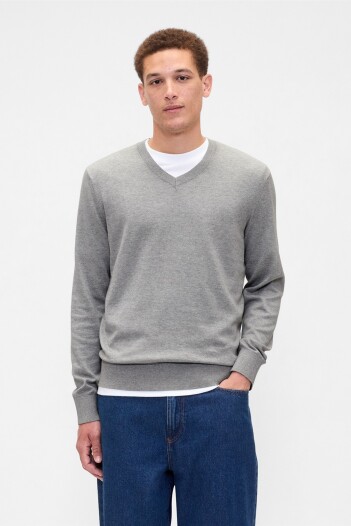 Buzo Algodón Cuello V Hombre B10 Grey Heather