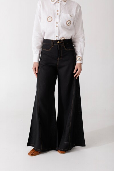 PANTALON WIDE XL LINEN SS26 Negro