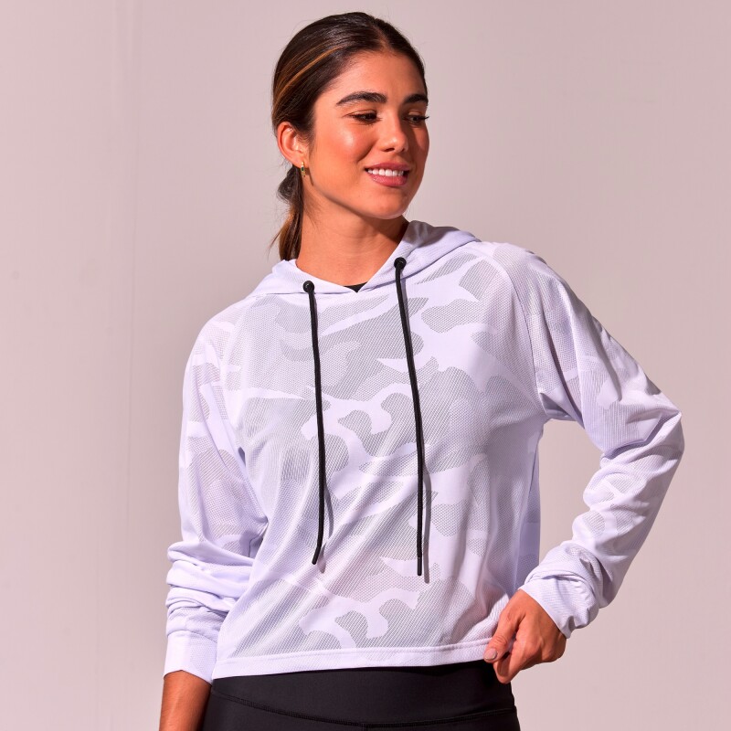 Abrigo Hoody Mesh Crhistie de Mujer Blanco