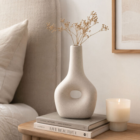 Florero en Cerámica Diseño Lágrima para Decoración 13x7x23Cm Blanco