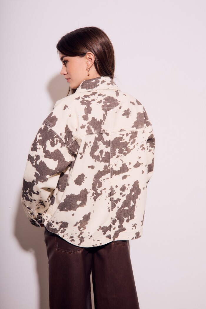 Campera Animal Print Vaca Marrón