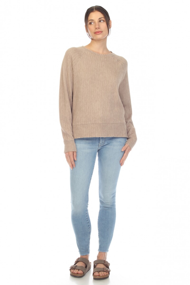 HARLOW HI-LOW CREW SWEATER Beige