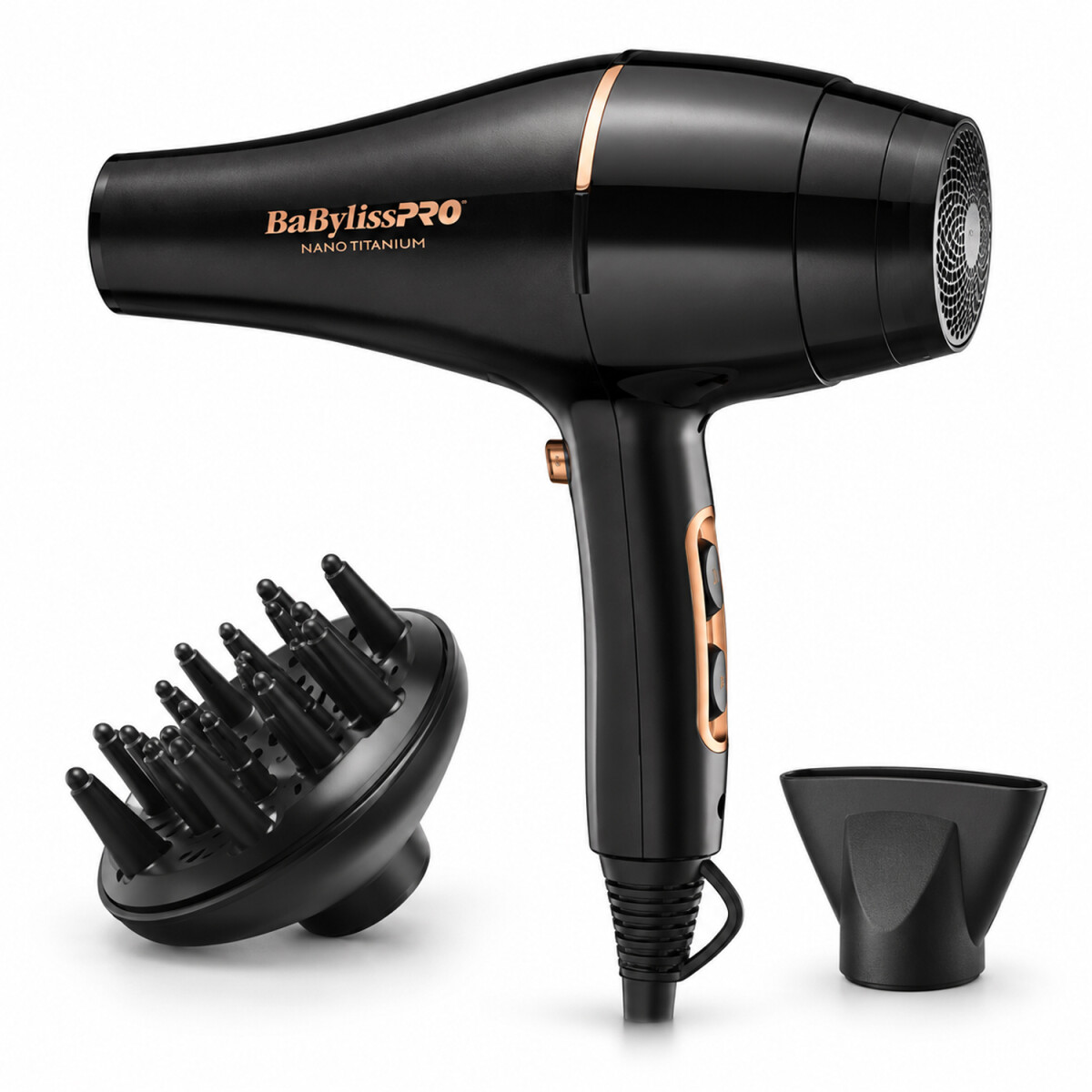 Secador De Pelo Profesional Babylisspro Nano Titanium B6176ar - SECADOR DE PELO BABYLISS ROSE GOLD BLACK 