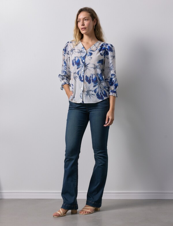 Blusa Botones BLANCO/AZUL