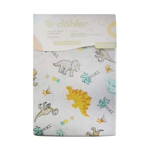 Juego Sábanas para Cuna Dohler 100% Algodón DINO BABY