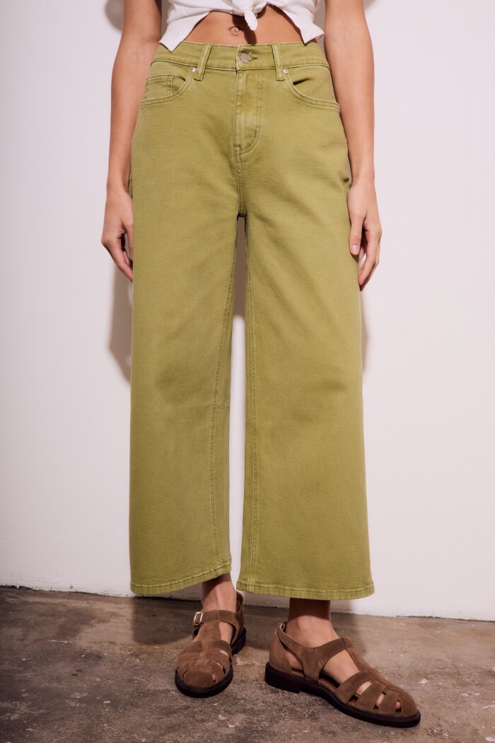 Jean Wide Lavado Oliva