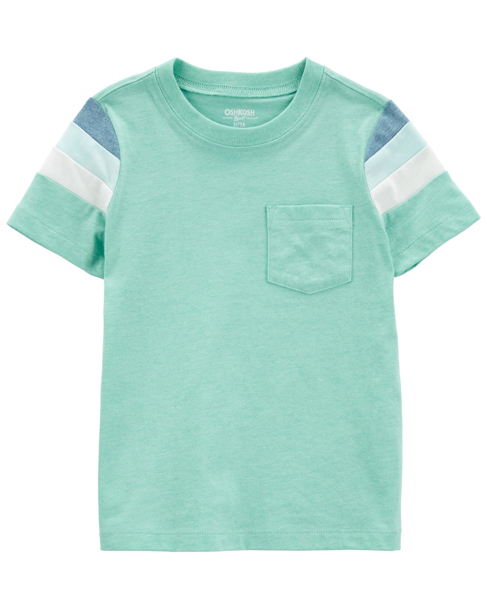 Remera de algodón, manga corta con franjas de colores Sin color