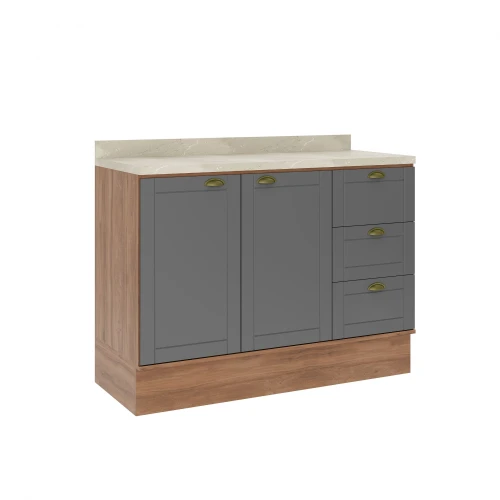 Bajo Mesada 3 Cajones + 2 Puertas (Con Tapa) - Linea Americana Gris