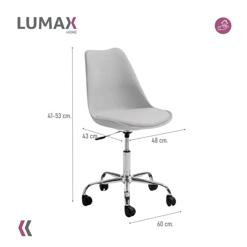 Silla Eames para oficina con rueditas y altura ajustable Gris claro