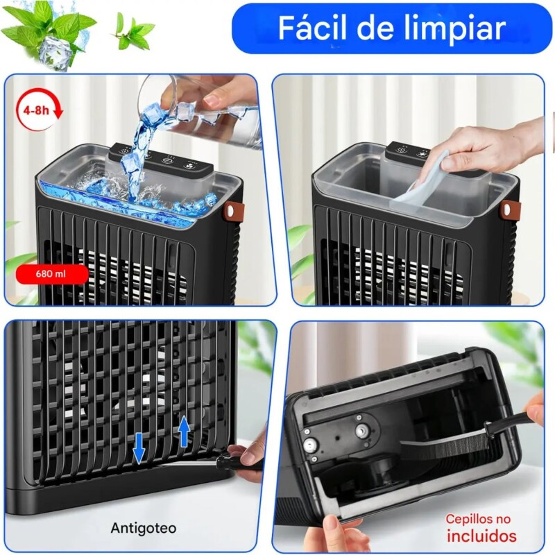 Mini Aire Acondicionado Portátil USB C/Humidificador Luz LED Mini Aire Acondicionado Portátil USB C/Humidificador Luz LED