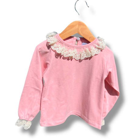 Remera Rosa Volado Encaje Remera Rosa Volado Encaje