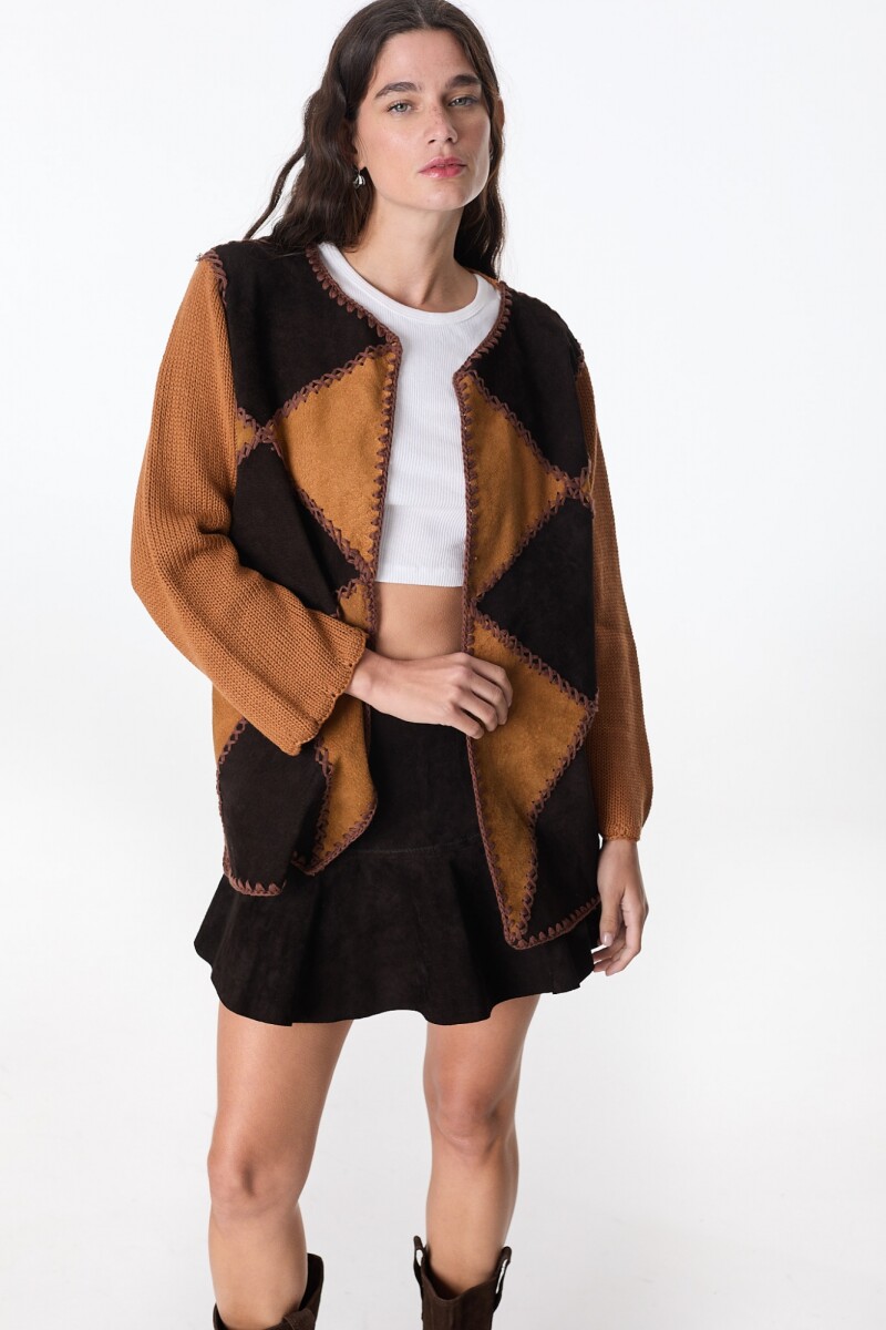 Saco Leather Molly Camel/Negro