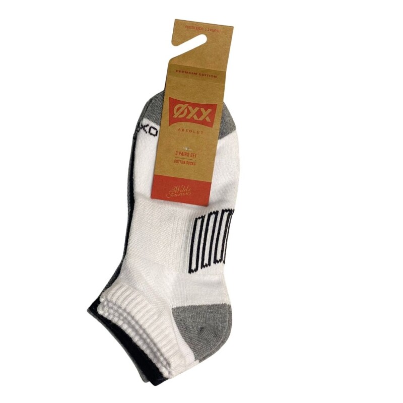 Soquete depportivo Pack x3 Oxx White/black/grey