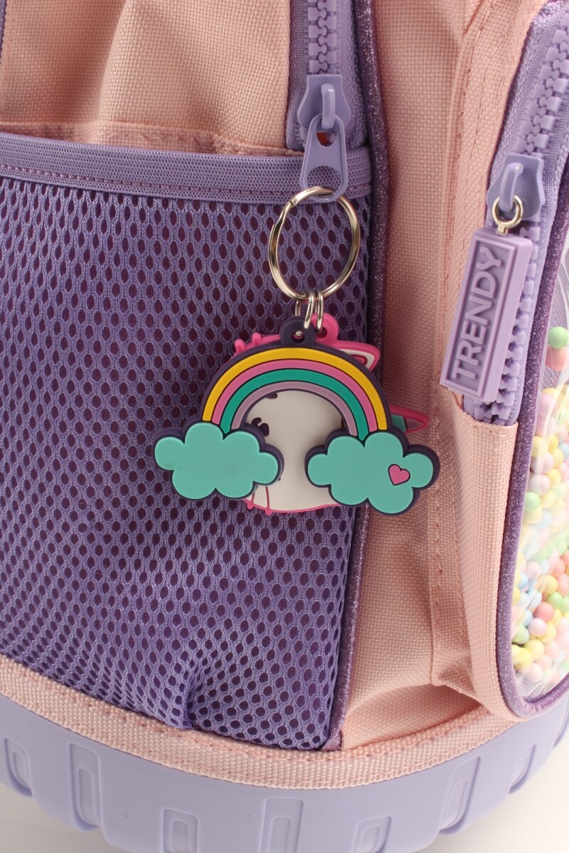 Mochila escolar amplia con ruedas unicornio 3D Rosa