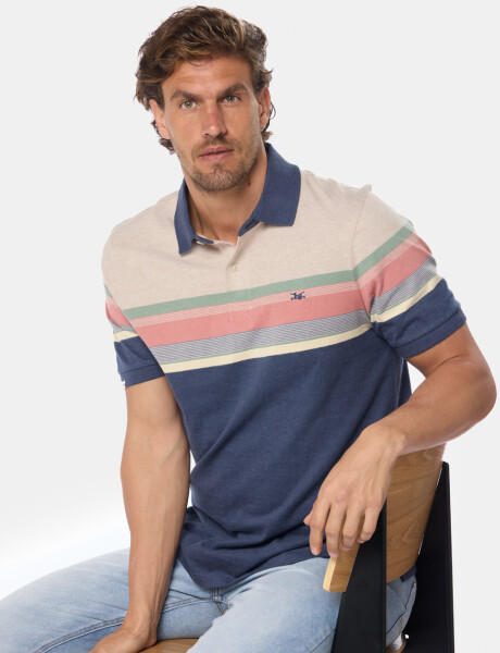 REMERA POLO RAYADA Azul