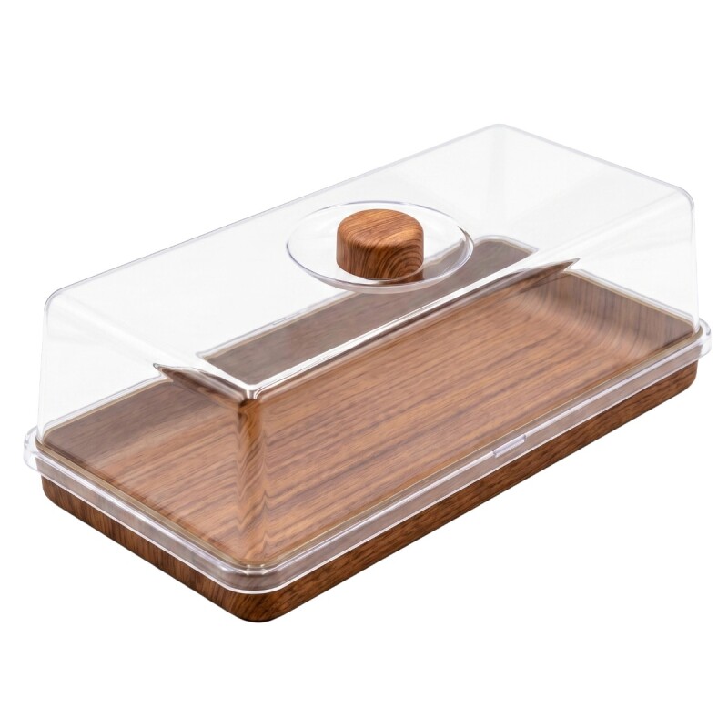 BANDEJA RECT MARRON C/TAPA TRANSP Unica