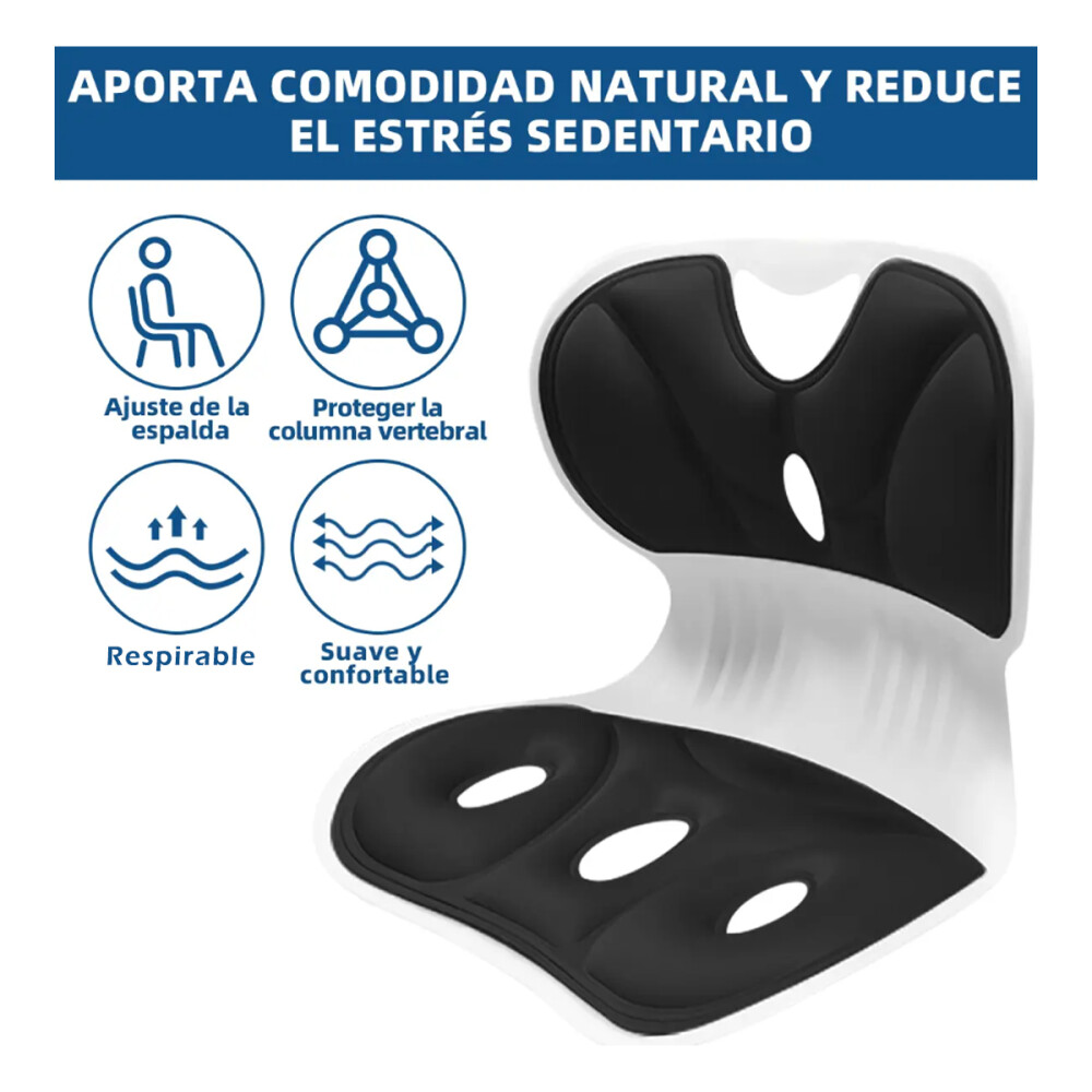 Respaldo Lumbar Corrector De Postura Espaldar Ergonómico Negro